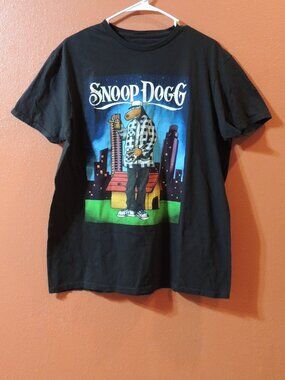 Snoop Dogg Shirt Joe Cool Men Large Black Blue White Fun Music BBQ Picnic Shirt